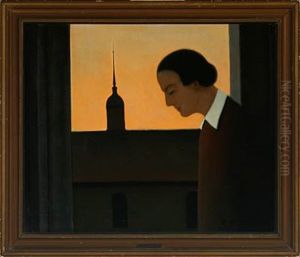 Woman By Window, In The Background Brodremenigheden's Church by Jeppe Madsen Ohlsen