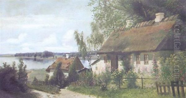 View Of A Lake With Cottages In The Foreground - view 1