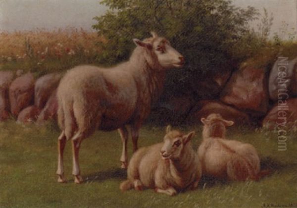 A Ewe With Her Lambs - view 1