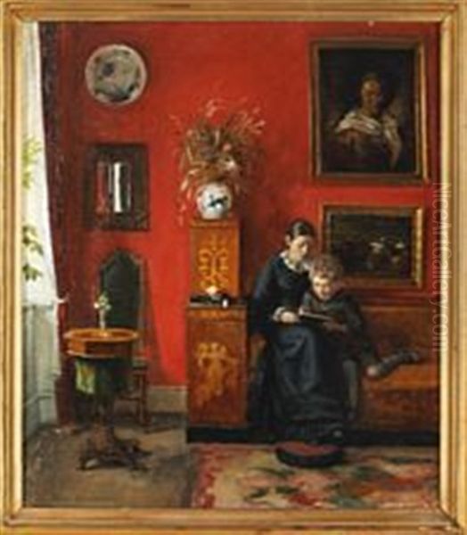 Interior A Woman And A Little Boy - view 1