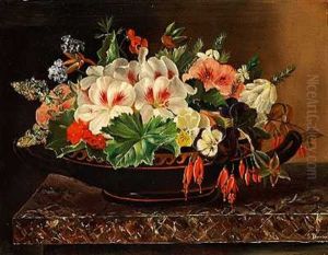 Opstilling Med Blomster I En Graesk Skal Pa En Karm by Sofie Madsen