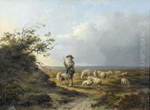 Landschaft Mit Hirten Und Schafherde. by Bernardus Gerardus Ten Berge