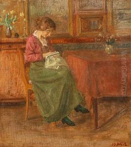 Interior With A Young Girl by Viggo Svend Madsen