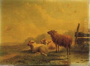 Sheep Resting In The Pasture by Bernardus Gerardus Ten Berge