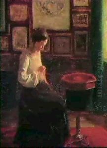 Interior Med Syende Kvinde by Viggo Svend Madsen