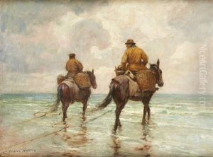 Pecheurs De Crevettes A La Mer Du Nord by Jacques Madyol