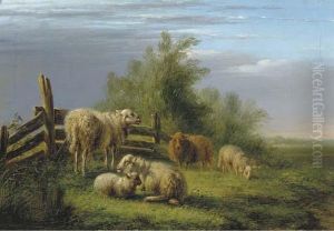 Sheep In A Pasture by Bernardus Gerardus Ten Berge