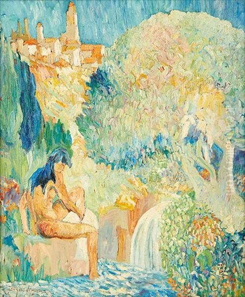 Baigneuse Nue Pres De La Cascade - view 1