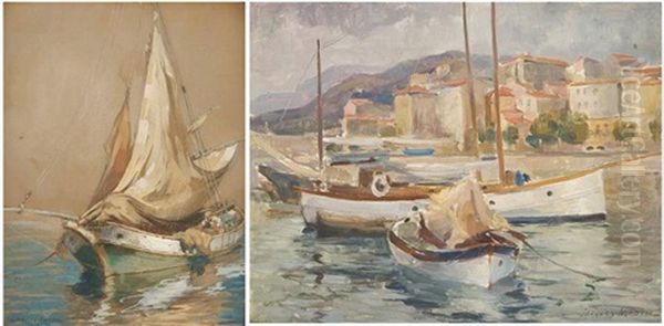 Port De Menton (+ Pecheur Affalant Ses Voiles; 2 Works) - view 1