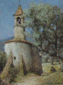 Romanische Kapelle Neben Olivenbaum Unter Blauem Himmel