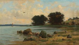 Kleine Bucht Mit Gehoften Im Hintergrund Kleine Bucht Mit Gehoften Im Hintergrund