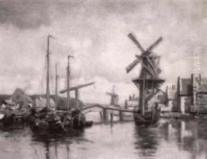 Niederlandische Kanallandschaft by Frans Wilhelm Maecker
