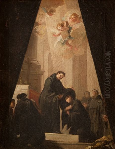 Gaspar Bono Recibe El Habito De La Orden De Los Minimos En Valencia.. Boceto Para La Cupula De La Iglesia Del Convento De San Sebastian De Valencia - view 1