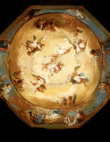 Angeles Ninos. Boceto De Presentacion Para El Cardenal Lorenzana Con Destino A Los Frescos De La Cupula Del Ochavo De La Catedral De Toledo - view 1