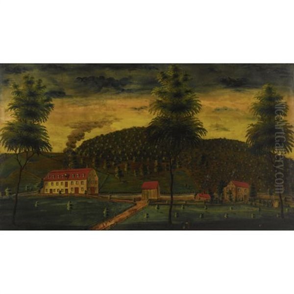 Red-roofed Distillery And Out-buildings Nestled In Green Hills - view 1