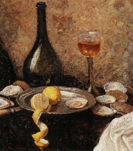 Still Life With Wine Bottle And Lemons by Bernard De Maere