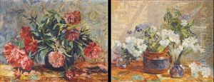 Bloemenstillevens (+ Another; 2 Works) by Edmond De Maertelaere