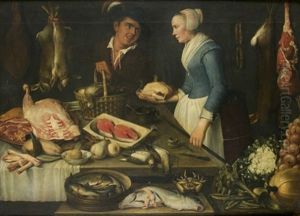 Une Cuisiniere Et Un Serviteur Preparant Un Repas