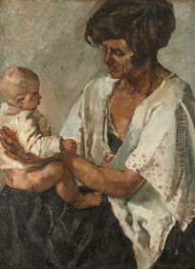 Mere Et Enfant by Medard Maertens