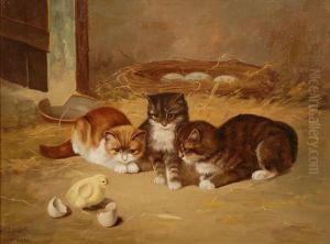 Kittens And Chick by Ary Bergen