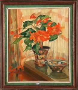 Vase Aux Fleurs Rouges by Medard Maertens