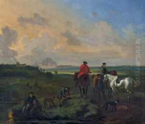 Landschaft Mit Einer Kleinen Jagdgesellschaft Bei Der Rast Landschaft Mit Einer Kleinen Jagdgesellschaft Bei Der Rast