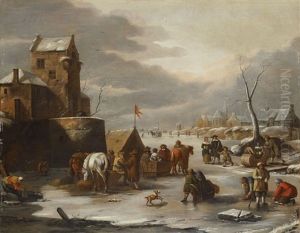 Winter Landscape With Golf Players Winter Landscape With Golf Players