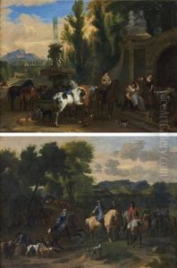 Scene De Pique-nique Pendant La Chasse (+ Le Depart Pour La Chasse; Pair) Scene De Pique-nique Pendant La Chasse (+ Le Depart Pour La Chasse; Pair)