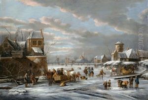 Eisvergnugen Vor Den Mauern Einer Stadt by Dirk Maes