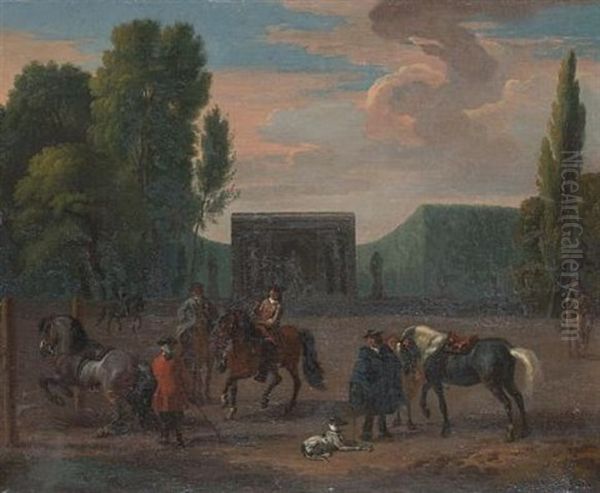 Horsemen In A Park Landscape - view 1