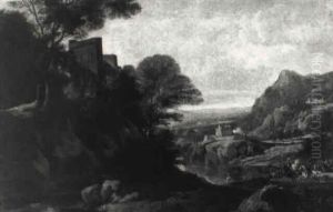 Cavalry Skirmish In A Mountainous Landscape