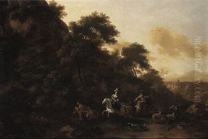 Stag Hunt In A Rocky Landscape