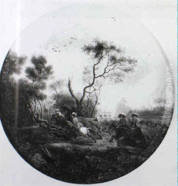 Hunters Chasing A Stag - view 1