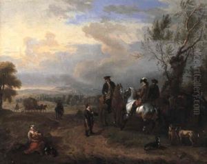 Horsemen With A Beggar On A Track