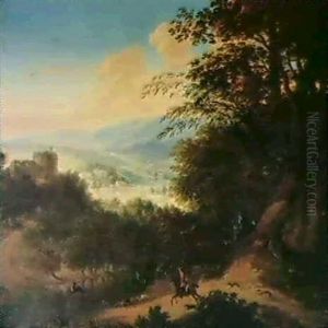 Cavaliers Dans Une Foret Au Dessus D'une Vallee Cavaliers Dans Une Foret Au Dessus D'une Vallee