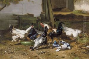 At The Farmyard by Eugene Remy Maes