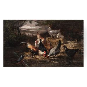 Poultry Scenes (2 Works) by Eugene Remy Maes