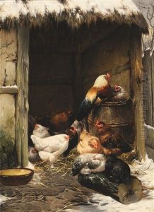 Coq Et Poules by Eugene Remy Maes