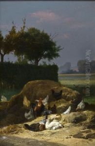 Farm Yard Scene by Eugene Remy Maes