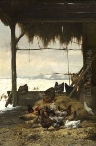 Barn Yard Scene by Eugene Remy Maes