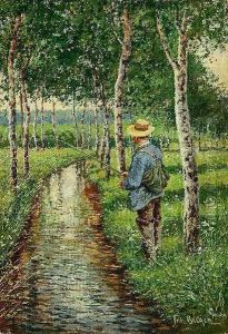Angler Am Bach by Fritz Bergen