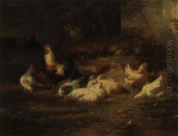 Poultry Before A Barn - view 1