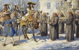 Empfang Des Fursten Vor Dem Kloster. by Fritz Bergen