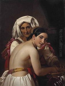 An Italian Beauty Bathing by Jean Baptist Lodewyck (Maes-Canini) Maes