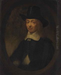 Portrait Of A Gentleman, Half-length, In A Painted Oval by Nicolaes Maes