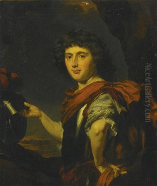 Portrait Of A Gentleman, Half Length, In A Metal Breastplate And Holding A Helmet - view 1