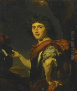 Portrait Of A Gentleman, Half Length, In A Metal Breastplate And Holding A Helmet by Nicolaes Maes