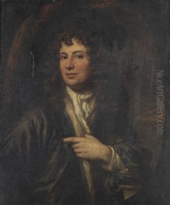 Portrait Of A Gentleman, Half-length, In A Grey Coat, His Left Arm Resting On A Table