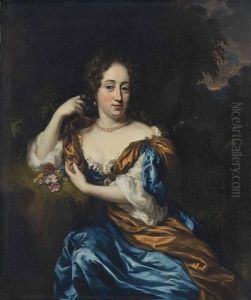 Portrait Of A Lady, Three-quarter-length, In A Blue And Gold Dress, In A Landscape Portrait Of A Lady, Three-quarter-length, In A Blue And Gold Dress, In A Landscape