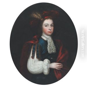 Portrait Of Prince Charles Edward Stewart With A Lace Cravat And Plummed Hat